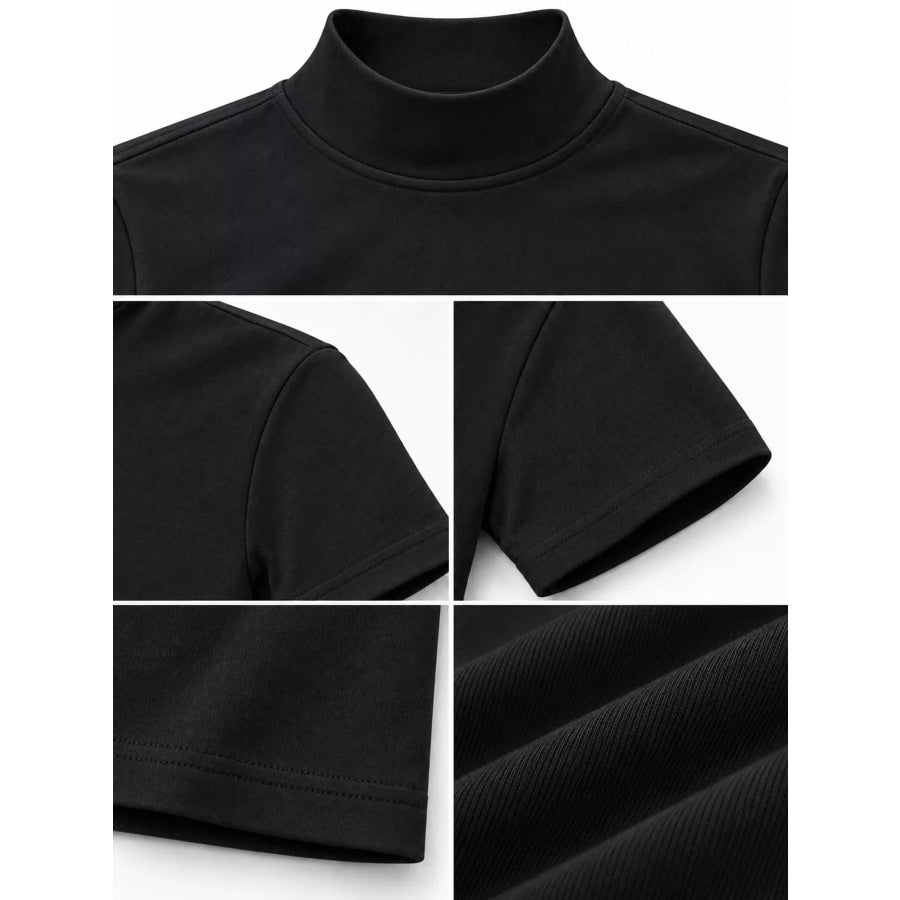 Men’s Full Size Slim Fit Mock Neck Short Sleeve T-Shirt Plus Apparel and Accessories