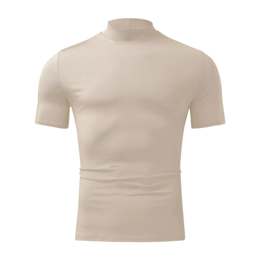 Men’s Full Size Slim Fit Mock Neck Short Sleeve T-Shirt Plus Apparel and Accessories