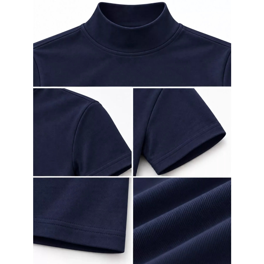Men’s Full Size Slim Fit Mock Neck Short Sleeve T-Shirt Plus Apparel and Accessories