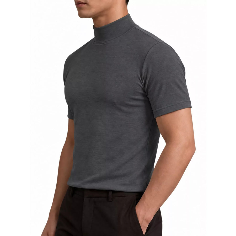 Men’s Full Size Slim Fit Mock Neck Short Sleeve T-Shirt Plus Apparel and Accessories