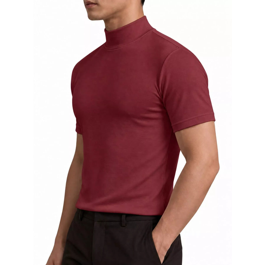 Men’s Full Size Slim Fit Mock Neck Short Sleeve T-Shirt Plus Apparel and Accessories