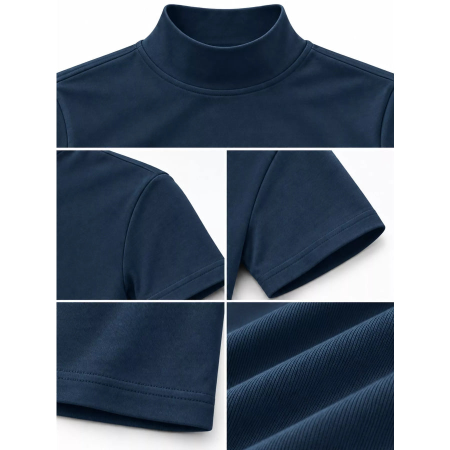 Men’s Full Size Slim Fit Mock Neck Short Sleeve T-Shirt Plus Apparel and Accessories