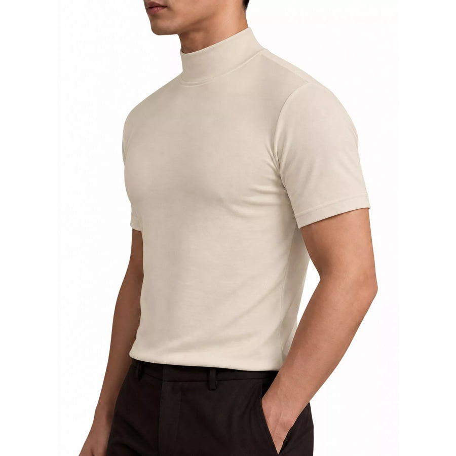 Men’s Full Size Slim Fit Mock Neck Short Sleeve T-Shirt Plus Apparel and Accessories