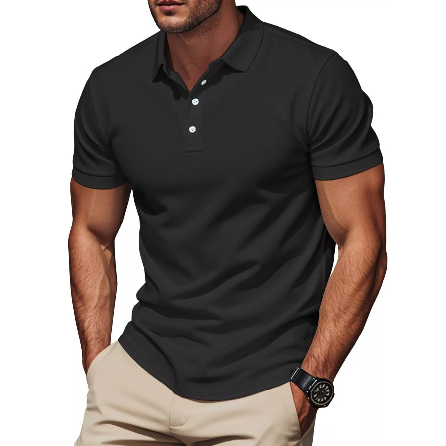 Men’s Full Size Slim-Fit Short Sleeve Polo Plus Size Black / S Apparel and Accessories