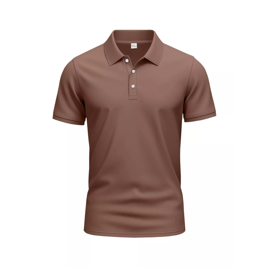 Men’s Full Size Slim-Fit Short Sleeve Polo Plus Size Brown / S Apparel and Accessories
