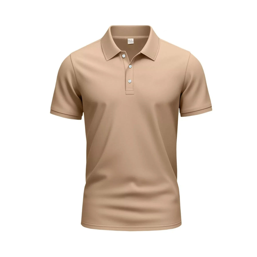Men’s Full Size Slim-Fit Short Sleeve Polo Plus Size Khaki / S Apparel and Accessories