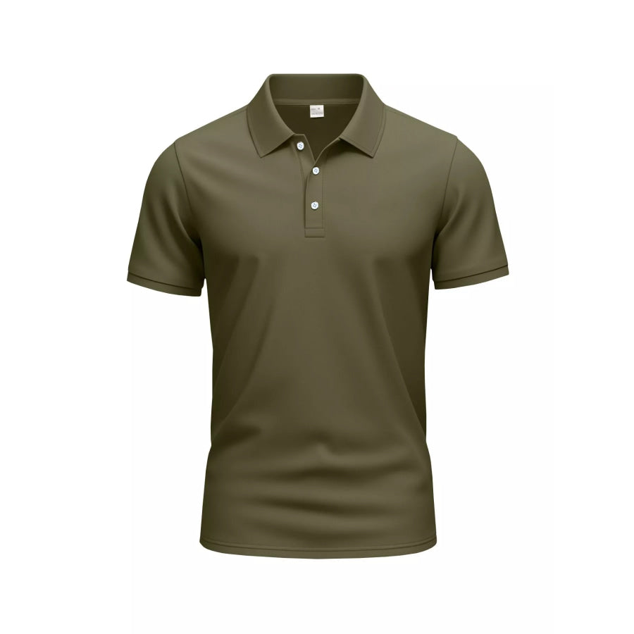 Men’s Full Size Slim-Fit Short Sleeve Polo Plus Size Military Green / S Apparel and Accessories