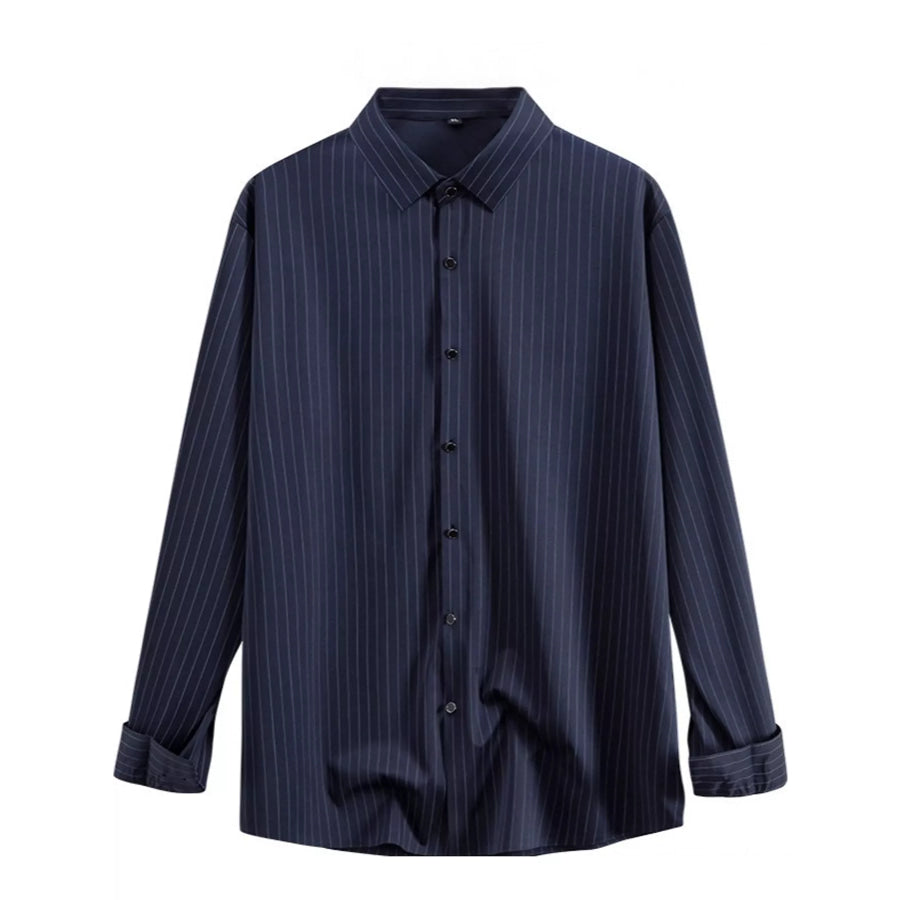 Men’s Full Size Slim Fit Striped Long Sleeve Dress Shirt Plus Apparel and Accessories
