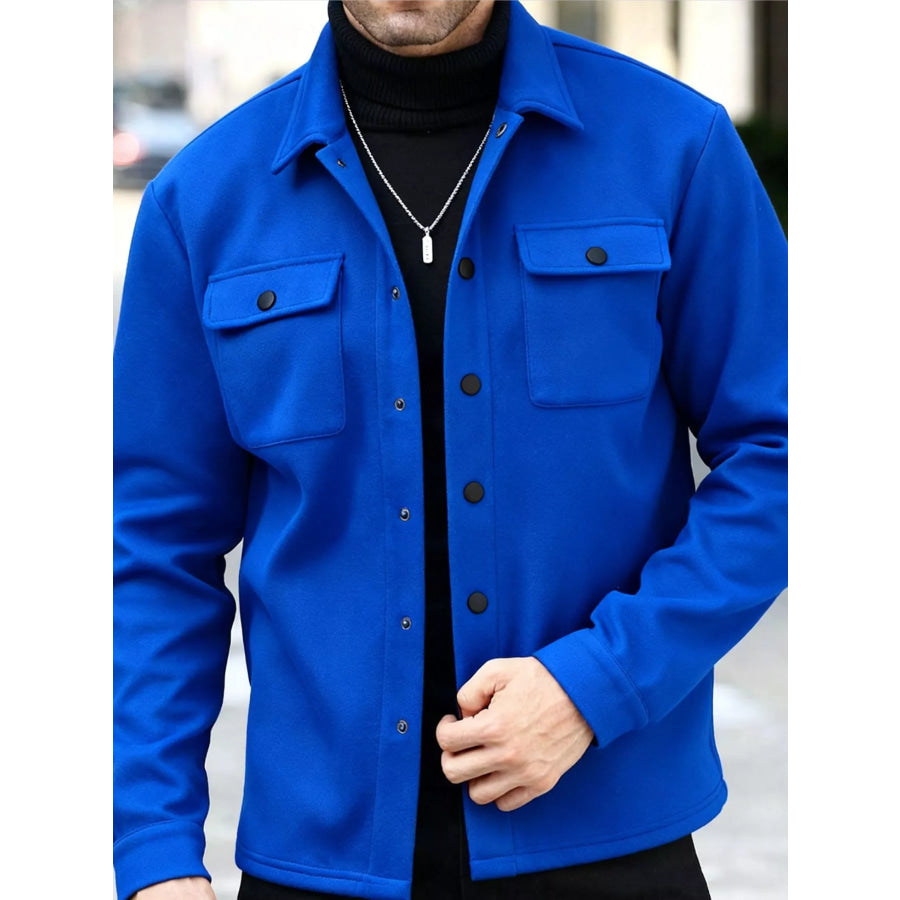 Men’s Full Size Snap Down Long Sleeve Jacket Plus Apparel and Accessories