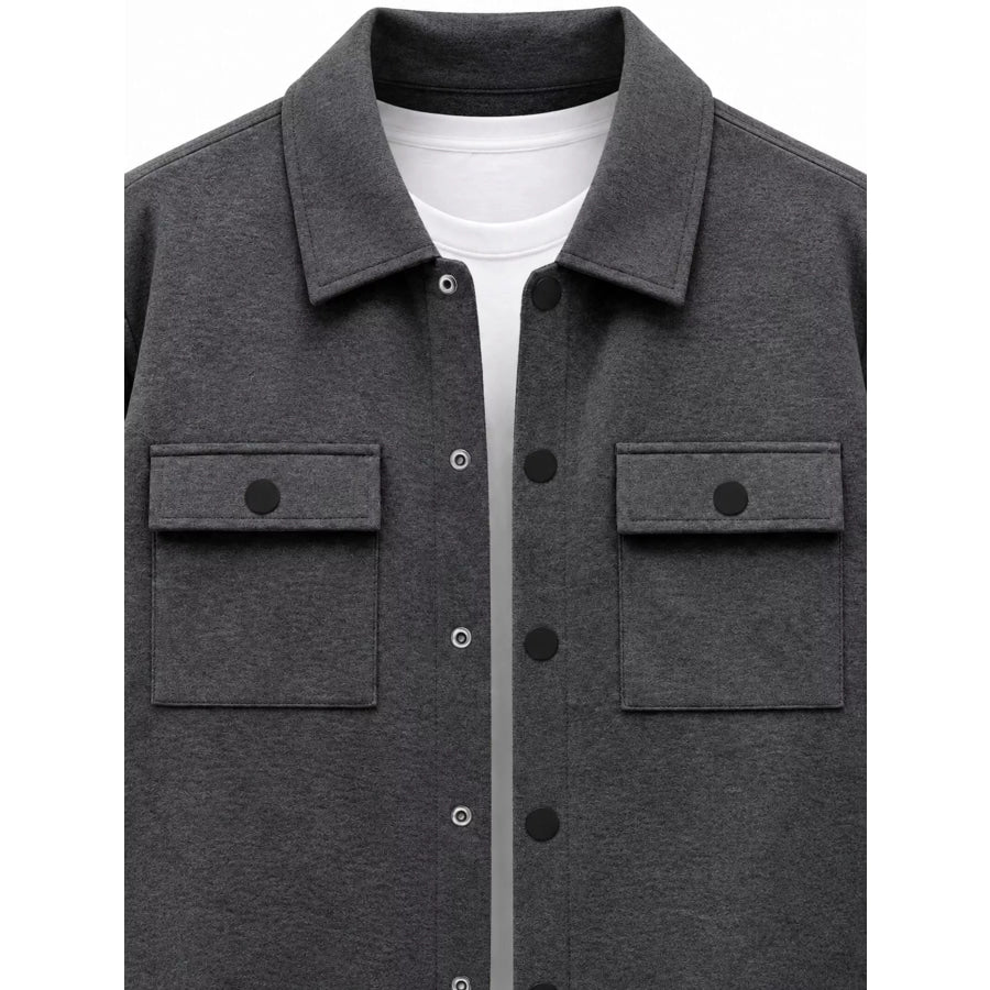 Men’s Full Size Snap Down Long Sleeve Jacket Plus Apparel and Accessories