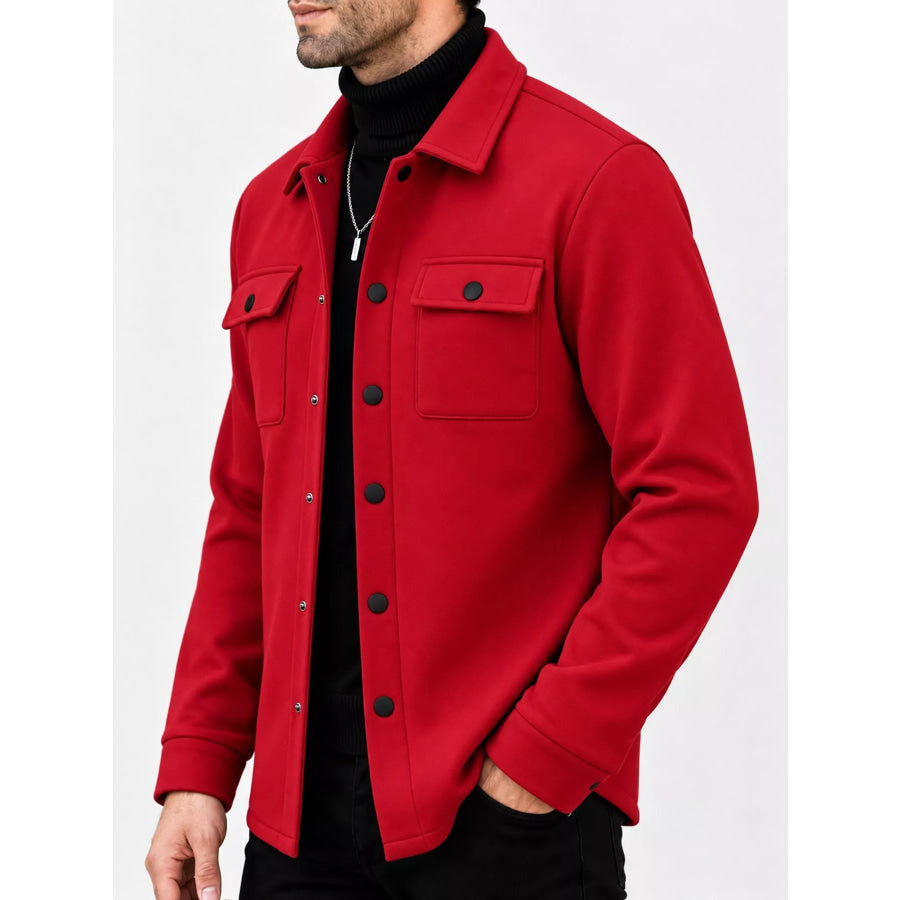 Men’s Full Size Snap Down Long Sleeve Jacket Plus Apparel and Accessories