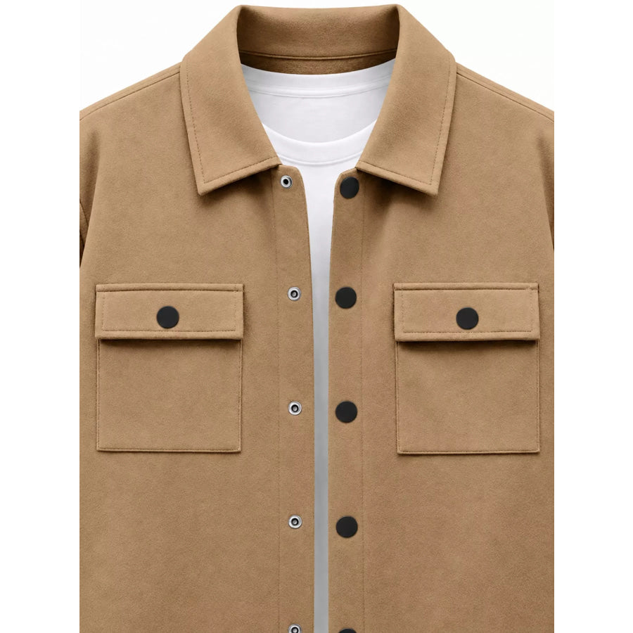Men’s Full Size Snap Down Long Sleeve Jacket Plus Apparel and Accessories