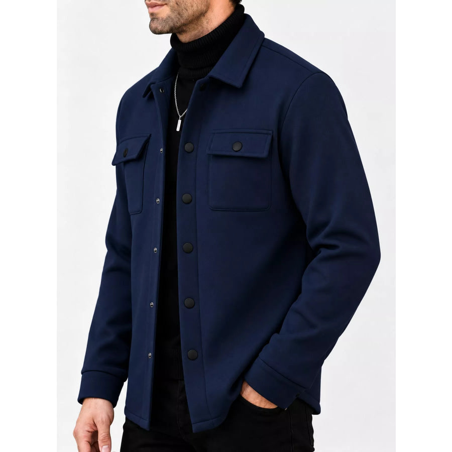 Men’s Full Size Snap Down Long Sleeve Jacket Plus Apparel and Accessories