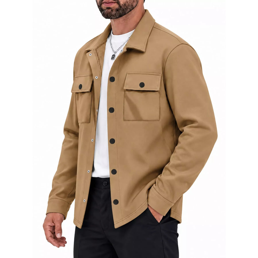 Men’s Full Size Snap Down Long Sleeve Jacket Plus Apparel and Accessories