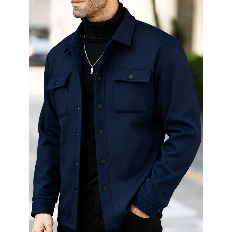 Men’s Full Size Snap Down Long Sleeve Jacket Plus Apparel and Accessories