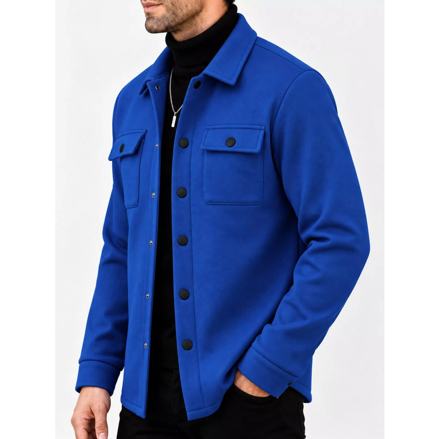 Men’s Full Size Snap Down Long Sleeve Jacket Plus Apparel and Accessories