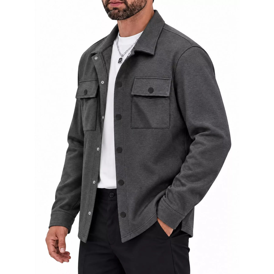 Men’s Full Size Snap Down Long Sleeve Jacket Plus Apparel and Accessories