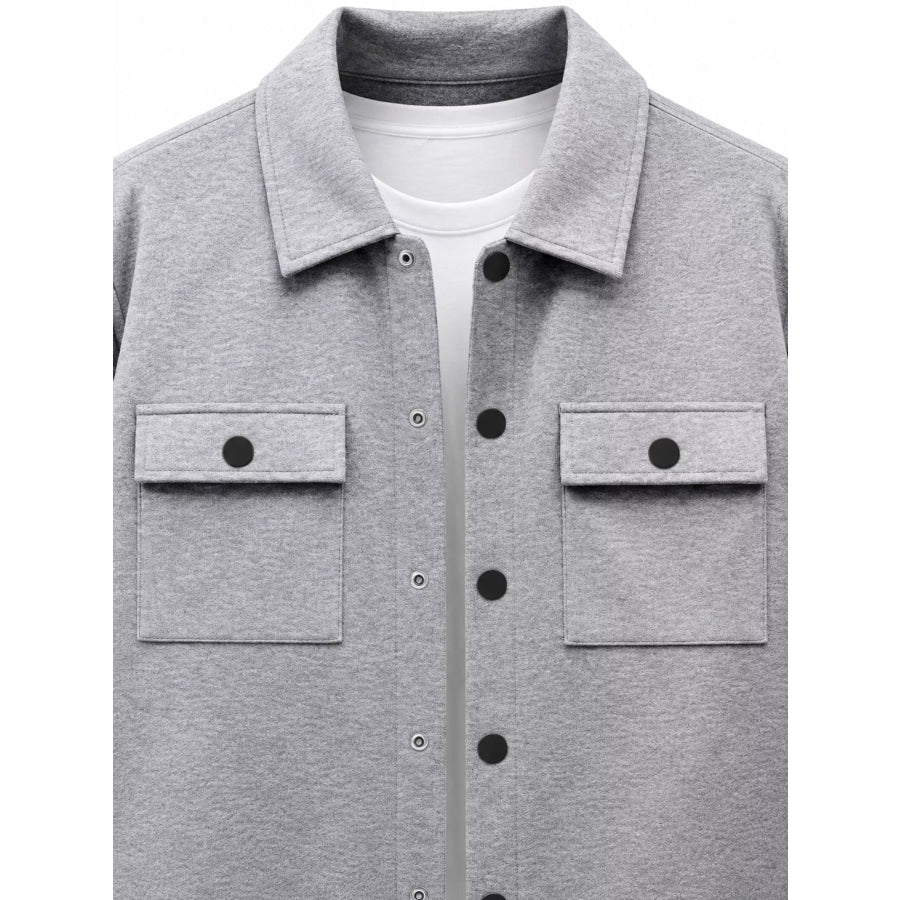 Men’s Full Size Snap Down Long Sleeve Jacket Plus Apparel and Accessories