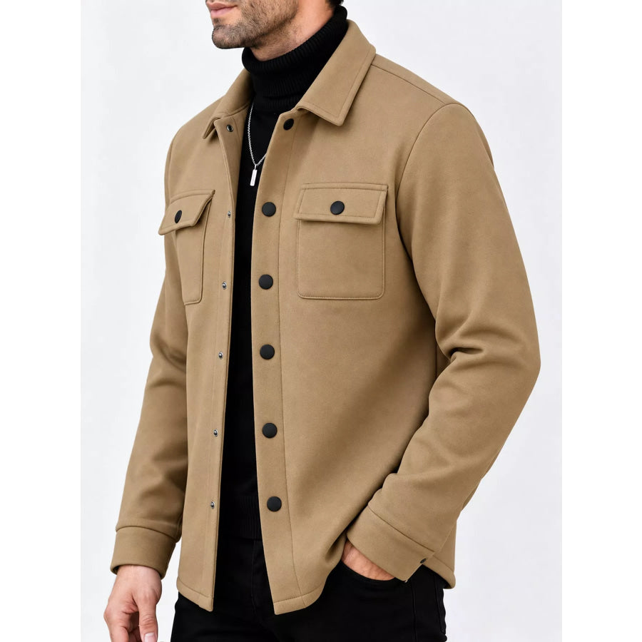 Men’s Full Size Snap Down Long Sleeve Jacket Plus Apparel and Accessories