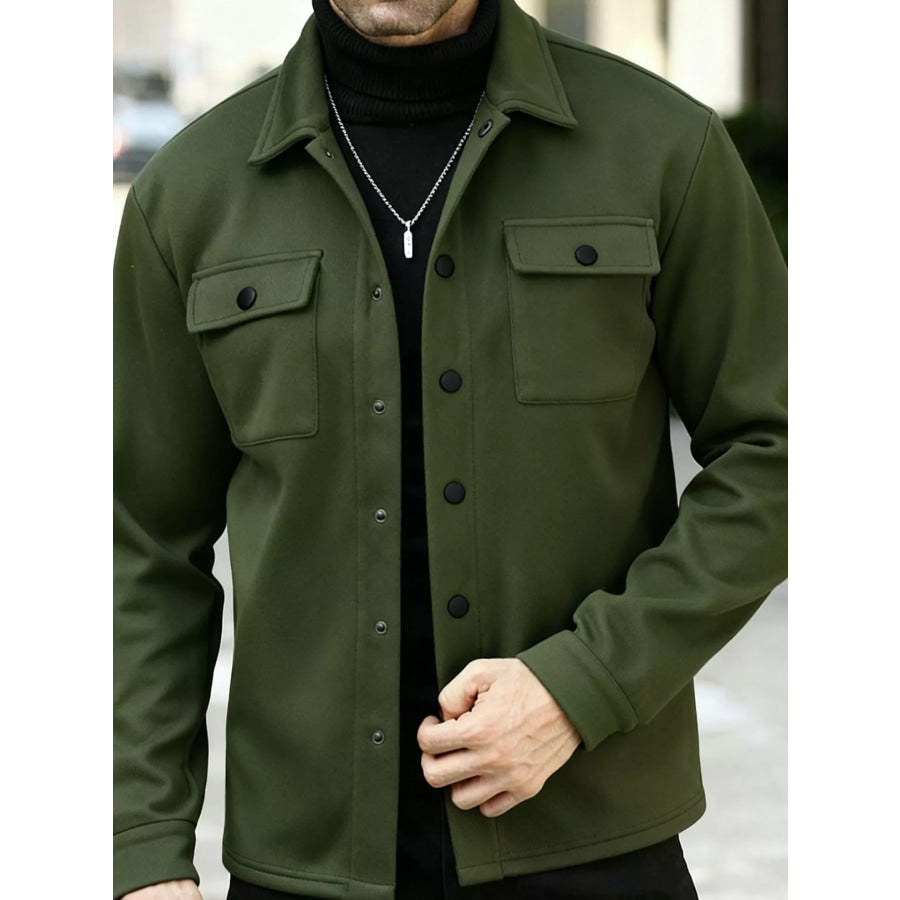Men’s Full Size Snap Down Long Sleeve Jacket Plus Apparel and Accessories