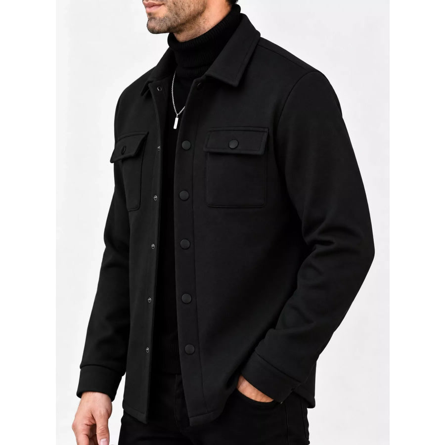 Men’s Full Size Snap Down Long Sleeve Jacket Plus Apparel and Accessories