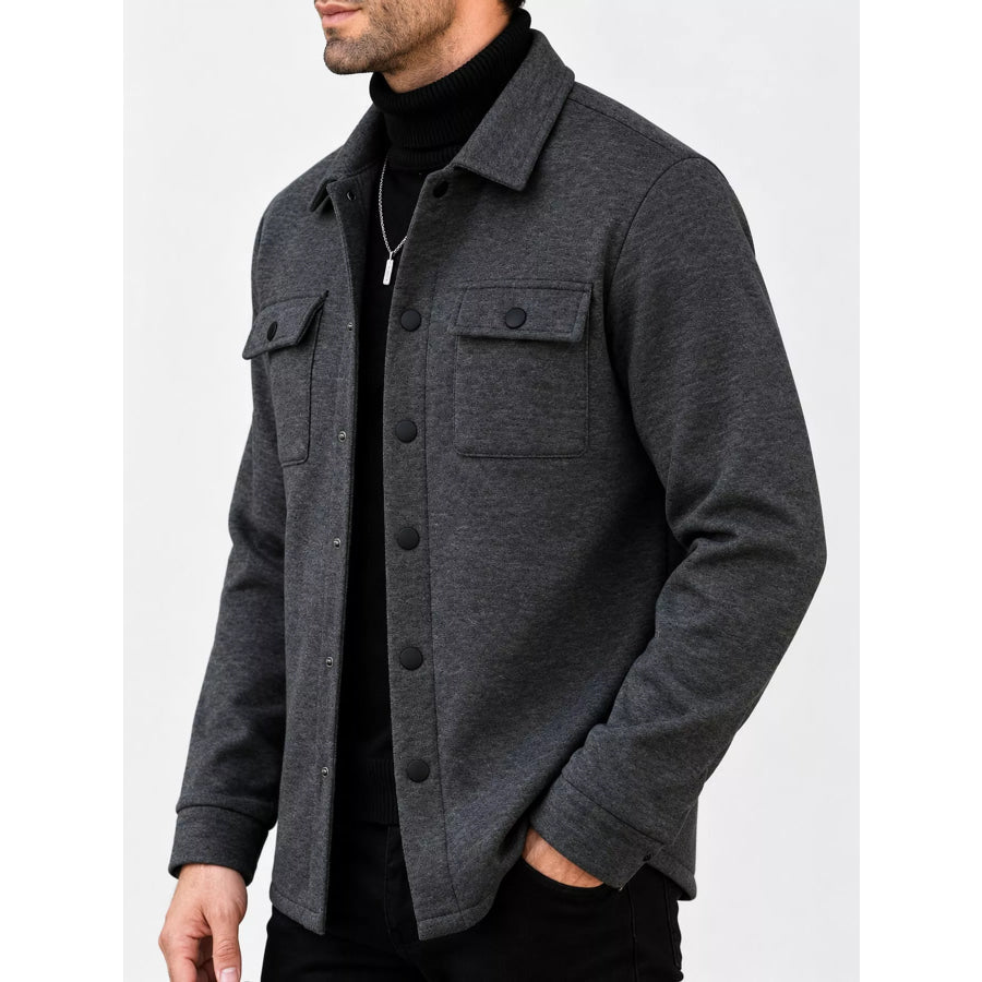Men’s Full Size Snap Down Long Sleeve Jacket Plus Apparel and Accessories