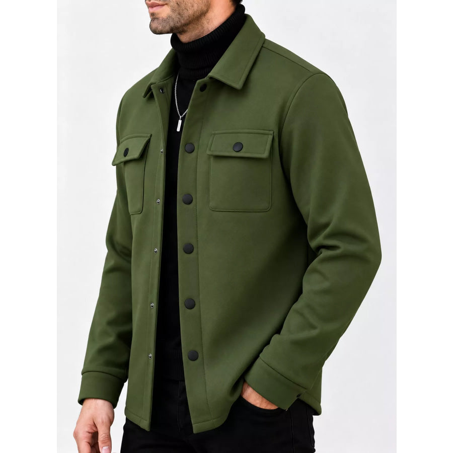 Men’s Full Size Snap Down Long Sleeve Jacket Plus Apparel and Accessories