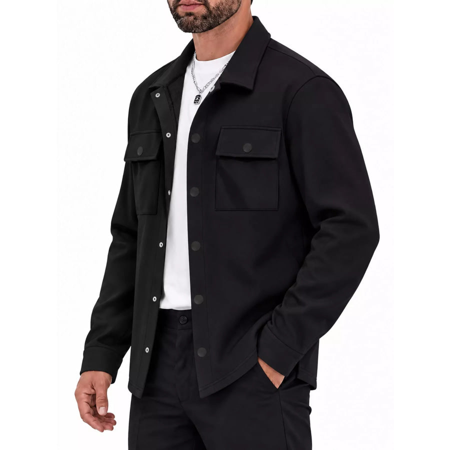 Men’s Full Size Snap Down Long Sleeve Jacket Plus Apparel and Accessories