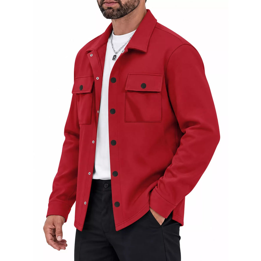 Men’s Full Size Snap Down Long Sleeve Jacket Plus Apparel and Accessories