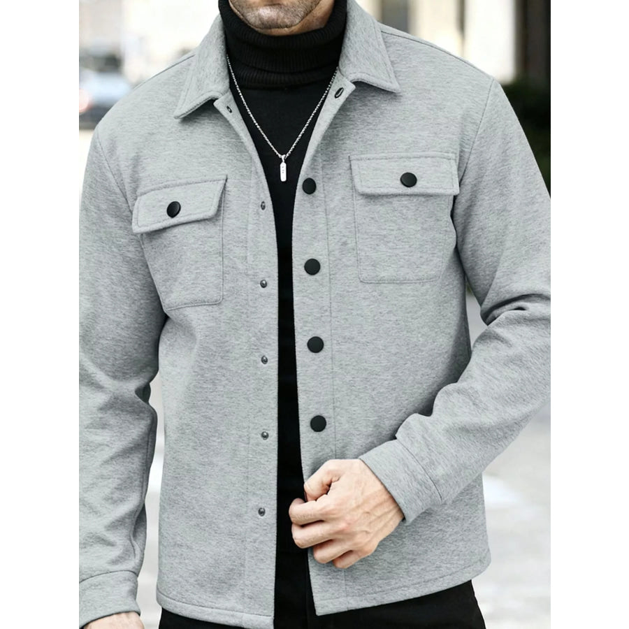 Men’s Full Size Snap Down Long Sleeve Jacket Plus Apparel and Accessories