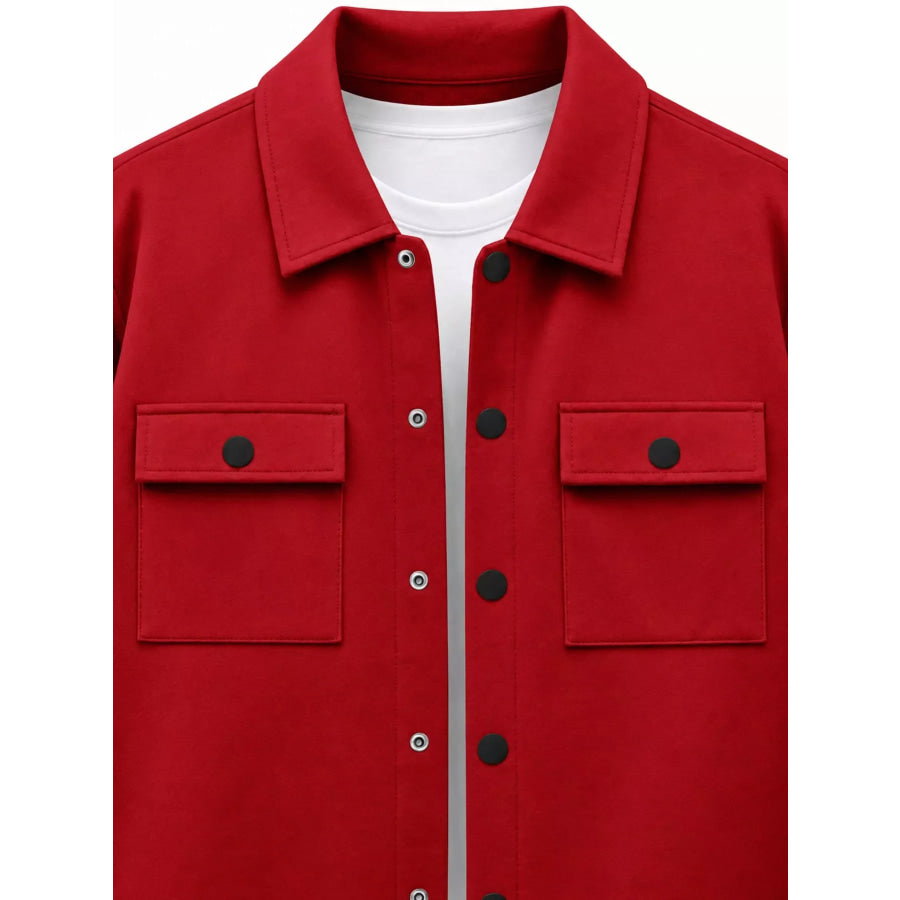 Men’s Full Size Snap Down Long Sleeve Jacket Plus Apparel and Accessories