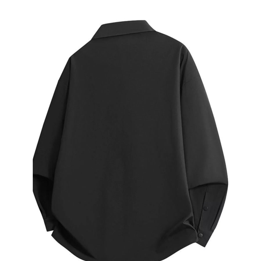 Men’s Full Size Snap Down Long Sleeve Shacket Plus Size Apparel and Accessories