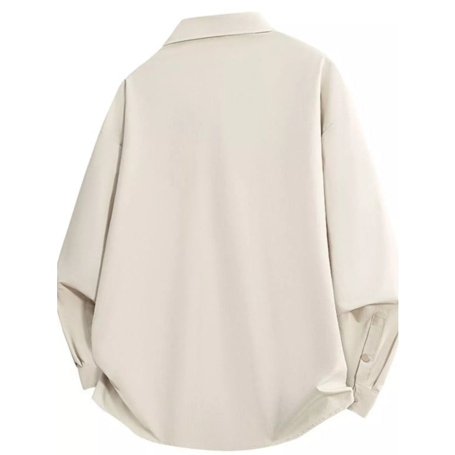 Men’s Full Size Snap Down Long Sleeve Shacket Plus Size Apparel and Accessories