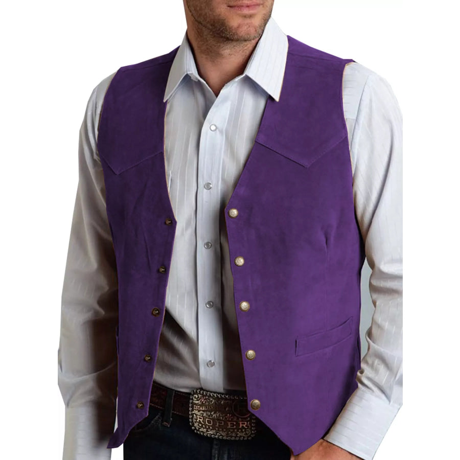 Men’s Full Size Snap Down Vest Plus Purple / XS Apparel and Accessories