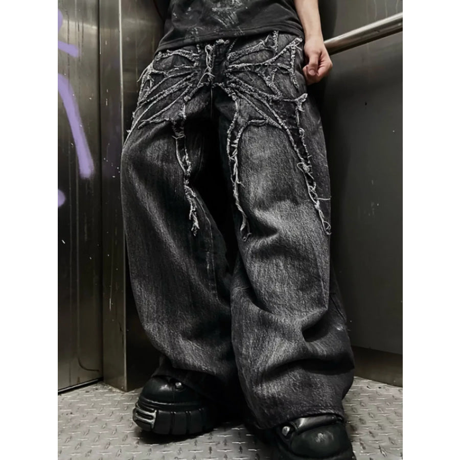 Men’s Full Size Spider Wide-Leg Streetwear Jeans Plus Apparel and Accessories