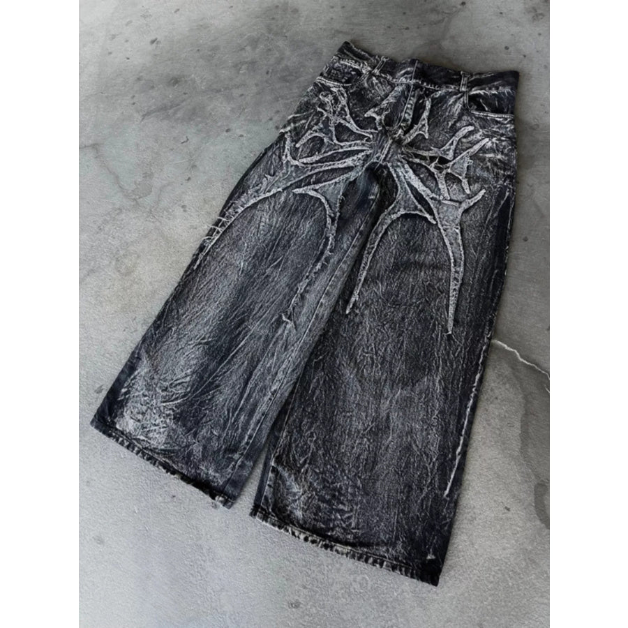 Men’s Full Size Spider Wide-Leg Streetwear Jeans Plus Apparel and Accessories