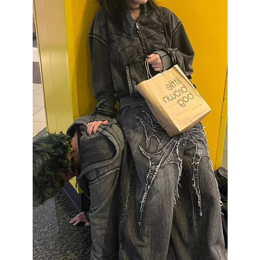 Men’s Full Size Spider Wide-Leg Streetwear Jeans Plus Apparel and Accessories