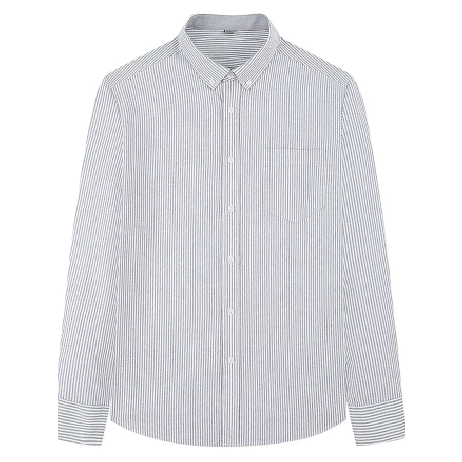 Men’s Full Size Striped Button Up Long Sleeve Shirt Plus Size Gray Bar / S Apparel and Accessories