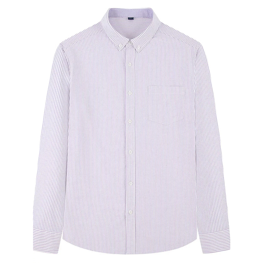 Men’s Full Size Striped Button Up Long Sleeve Shirt Plus Size Purple Strip / S Apparel and Accessories