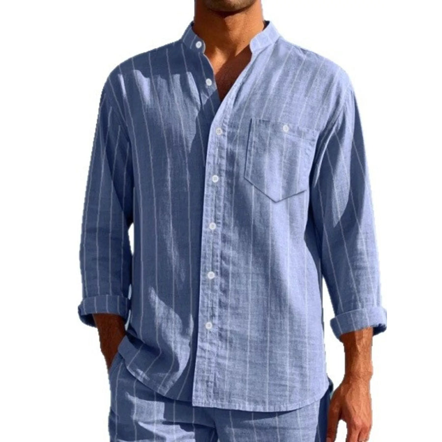 Men’s Full Size Striped Button Up Shirt Plus Size Apparel and Accessories