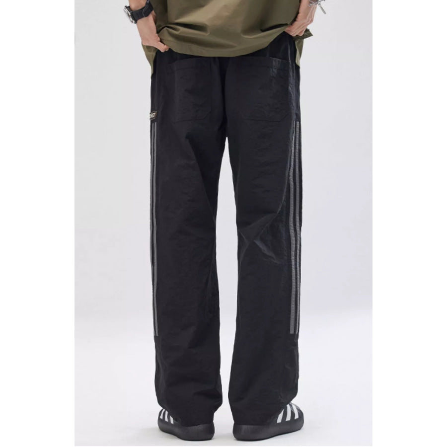 Men’s Full Size Striped Casual Wide Leg Pants Plus Size Apparel and Accessories