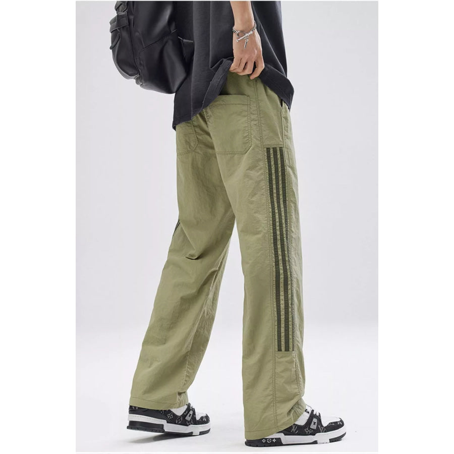 Men’s Full Size Striped Casual Wide Leg Pants Plus Size Apparel and Accessories