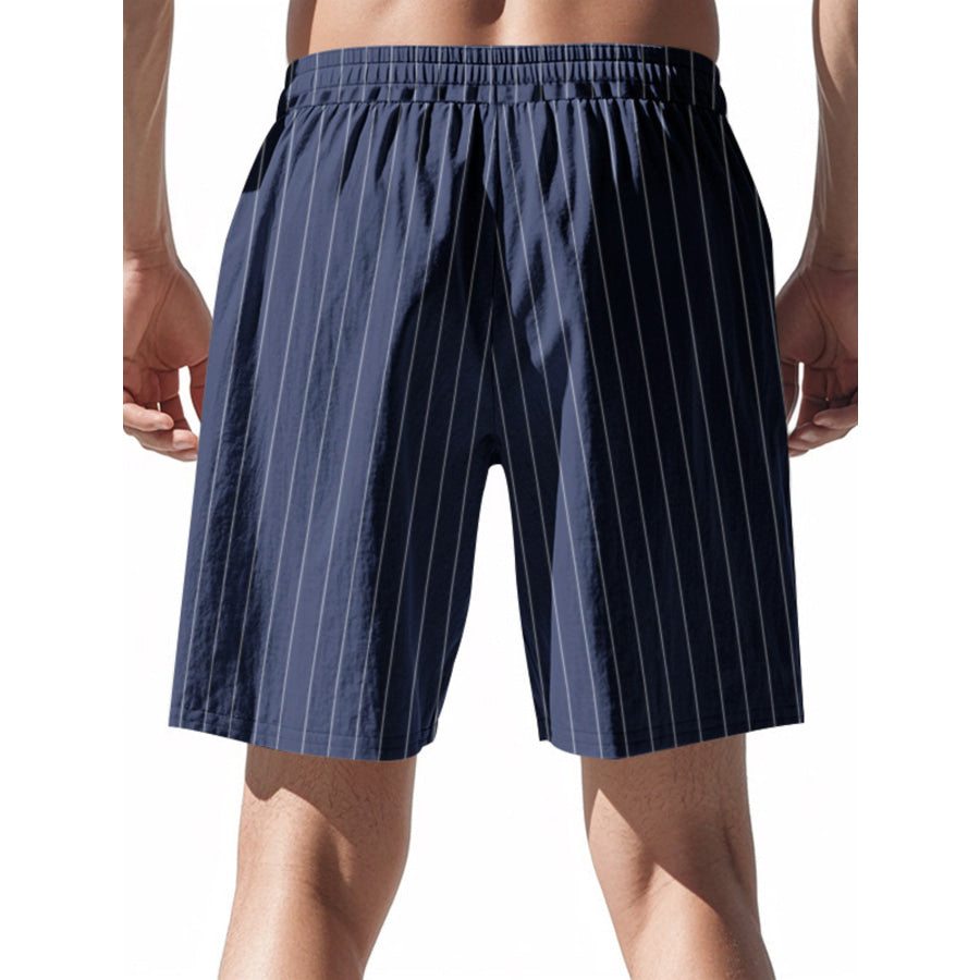 Men’s Full Size Striped Drawstring Casual Shorts Plus Size Apparel and Accessories