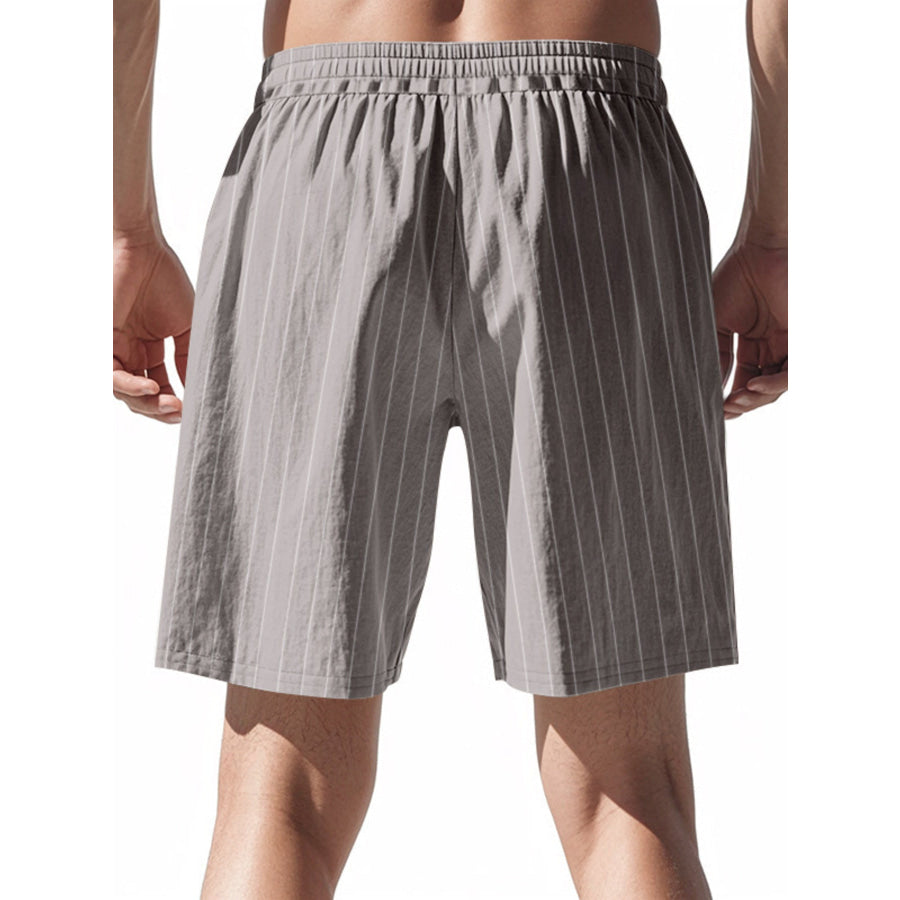 Men’s Full Size Striped Drawstring Casual Shorts Plus Size Apparel and Accessories