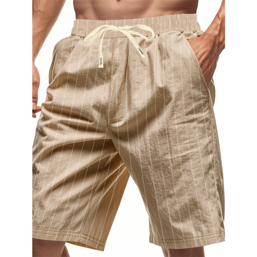 Men’s Full Size Striped Drawstring Casual Shorts Plus Size Apparel and Accessories
