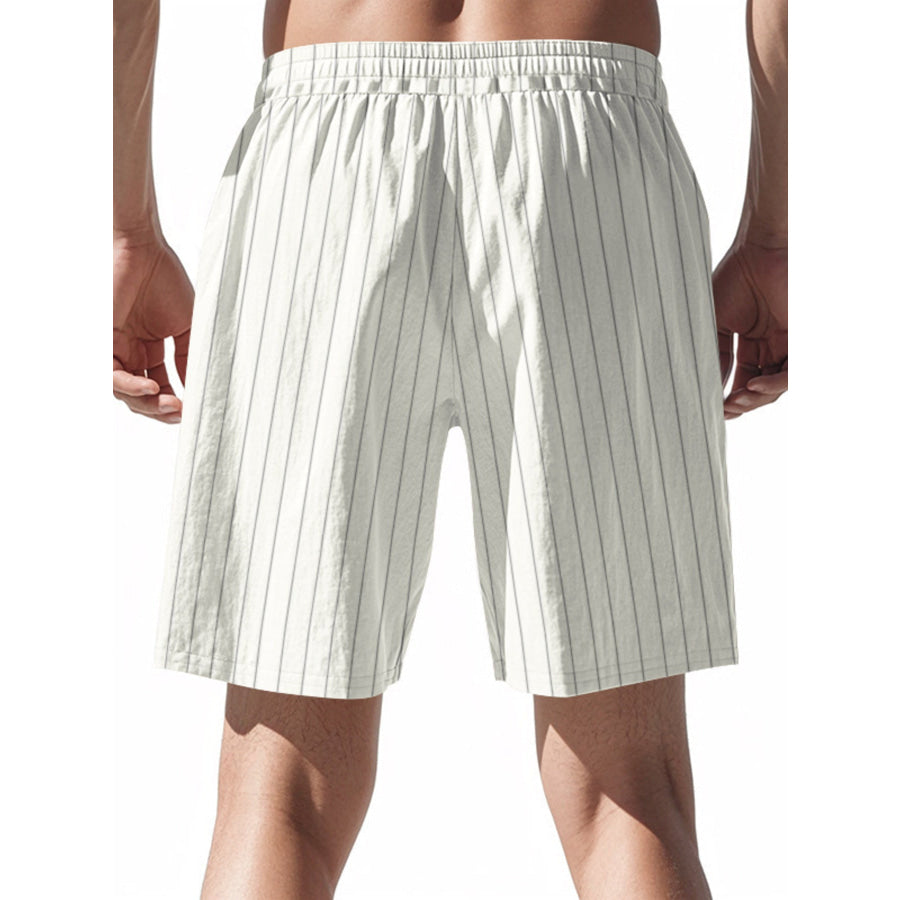 Men’s Full Size Striped Drawstring Casual Shorts Plus Size Apparel and Accessories