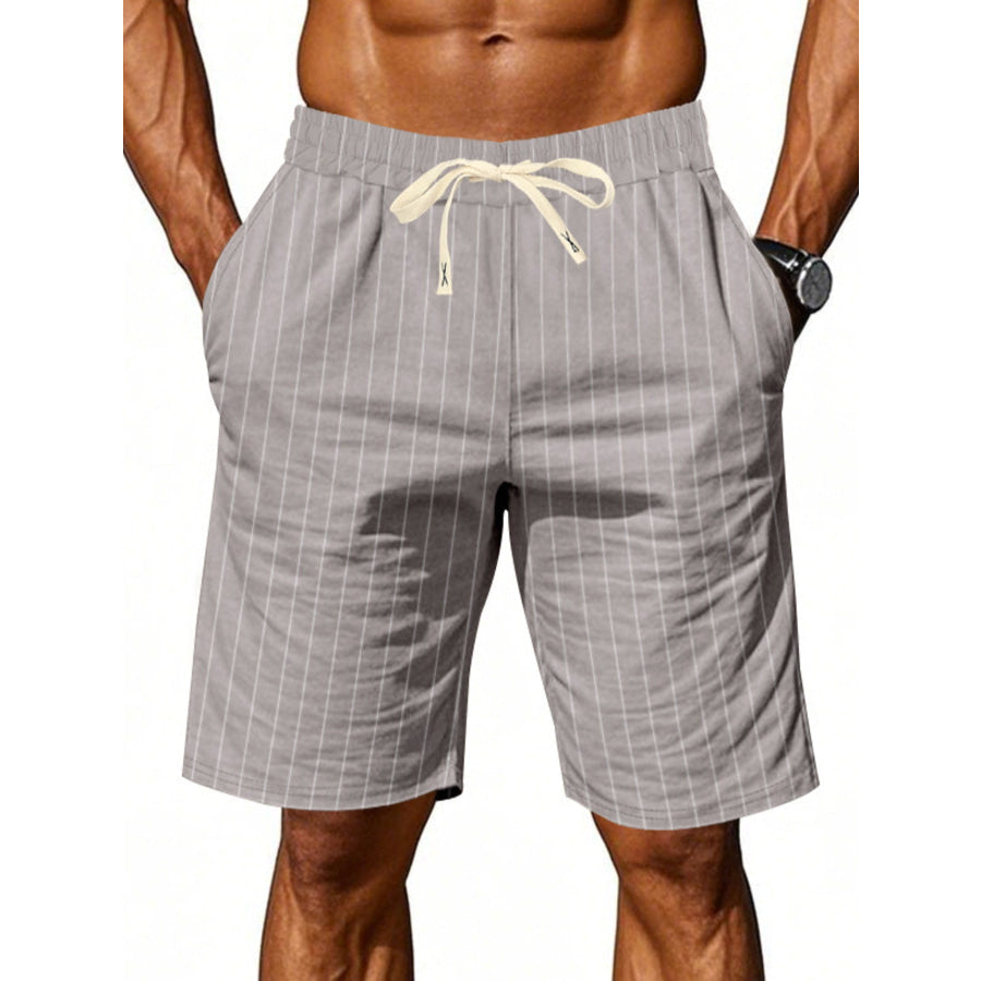 Men’s Full Size Striped Drawstring Casual Shorts Plus Size Apparel and Accessories
