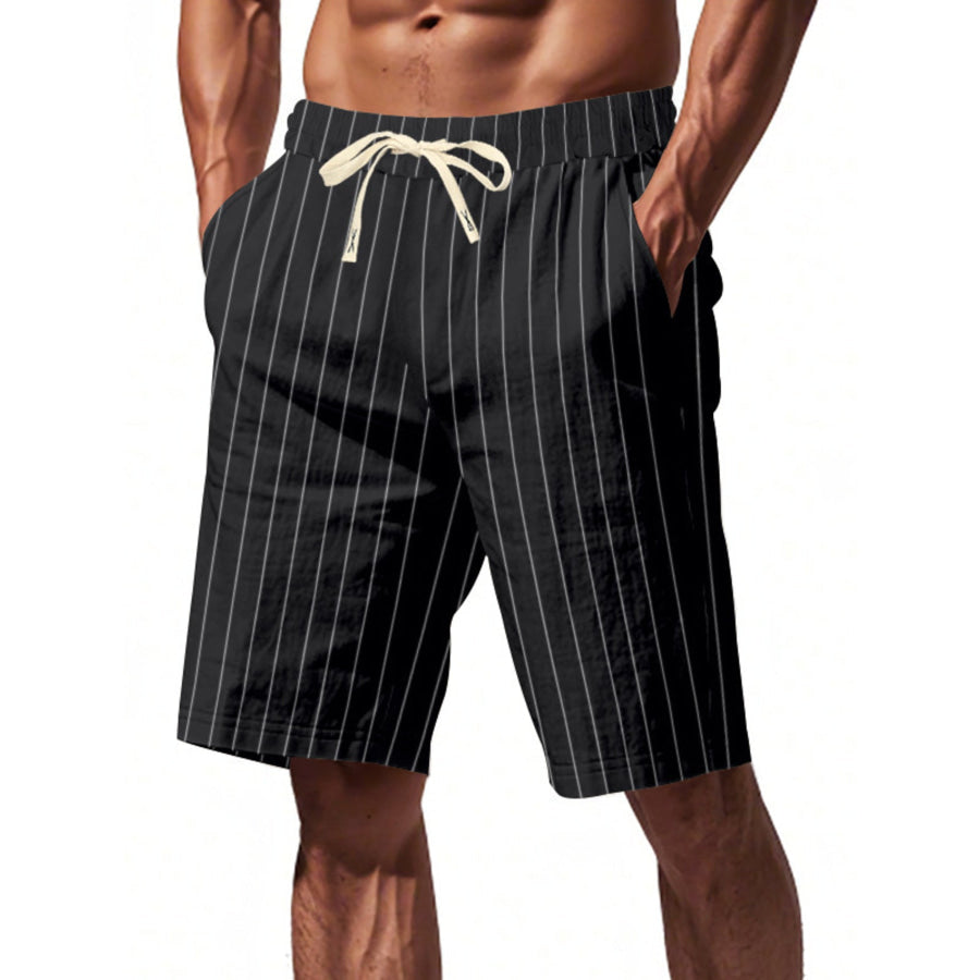 Men’s Full Size Striped Drawstring Casual Shorts Plus Size Apparel and Accessories