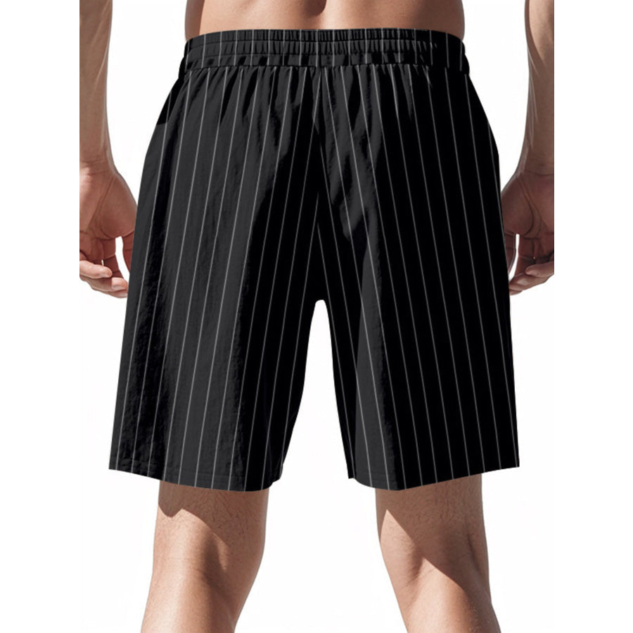 Men’s Full Size Striped Drawstring Casual Shorts Plus Size Apparel and Accessories