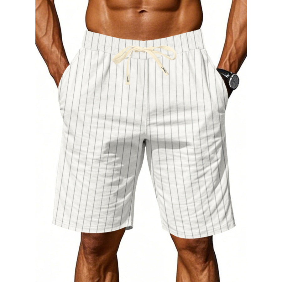 Men’s Full Size Striped Drawstring Casual Shorts Plus Size Apparel and Accessories